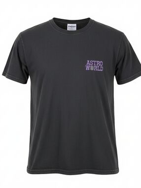 Astro World Travis Scott With DJ SCRIBBLBlack Graphic Tee with Purple Logo